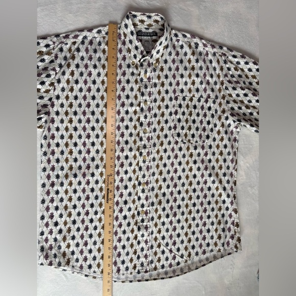 Munsingwear Golf ClassicShirt Short Sleeve GeometricPrint ButtonDownWhite Size L - Picture 5 of 9